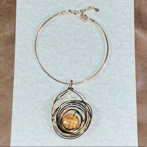 C1946 Large Multi Tone Spiral Pendant On Hard Adjustable Neck Wire